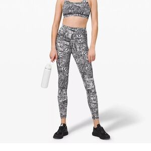 Lululemon Wunder Train High -Rise Crop 25” Tear It Up Alpine White Size 4